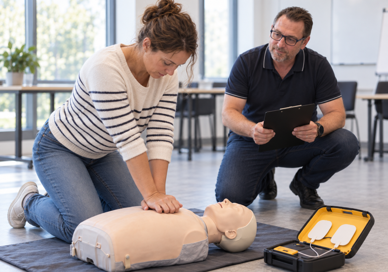 Évaluation pratique d’un participant pour obtenir le certificat SST en Savoie